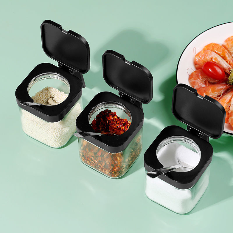 Lọ đựng gia vị có thìa, hủ đựng gia vị bằng thủy tinh cao cấp kèm muỗng chống ẩm