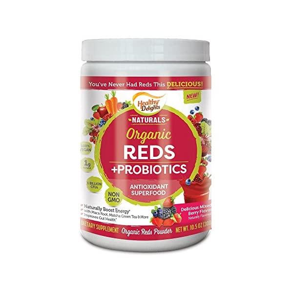 Healthy Delights Naturals, Organic Reds Probiotic’s Powder, Antioxidant Superfood, Naturally Boost Energy, Non-GMO, Delicious Mixed Berry Flavor, 30 Servings