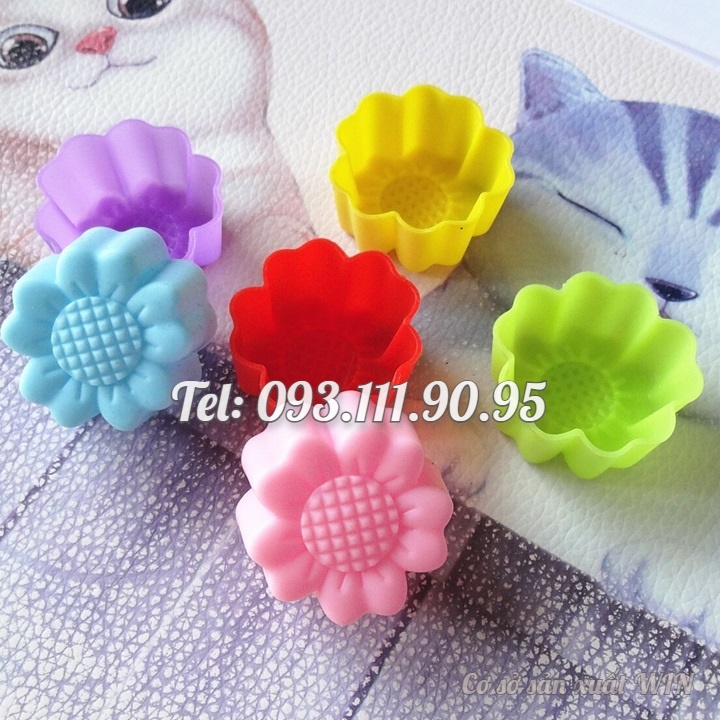 Bộ 10 khuôn silicon 3 lớp làm bánh, rau câu, bánh bông lan, bánh da lợn hoa hướng dương – Mã số 1163