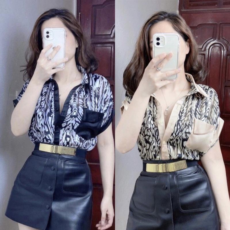 Áo Tay Liền Lụa Tơ Phối Túi 2 Màu