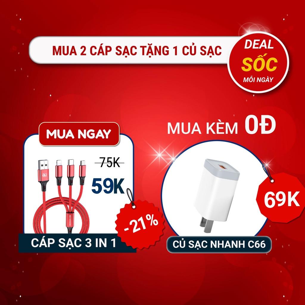 Cáp Sạc Bện Dù Đa Năng 3 in 1 SD DESIGN L2 Có Thể Sạc Cùng Lúc 3 Thiết Bị - Bảo Hành 12 Tháng Lỗi 1 Đổi 1