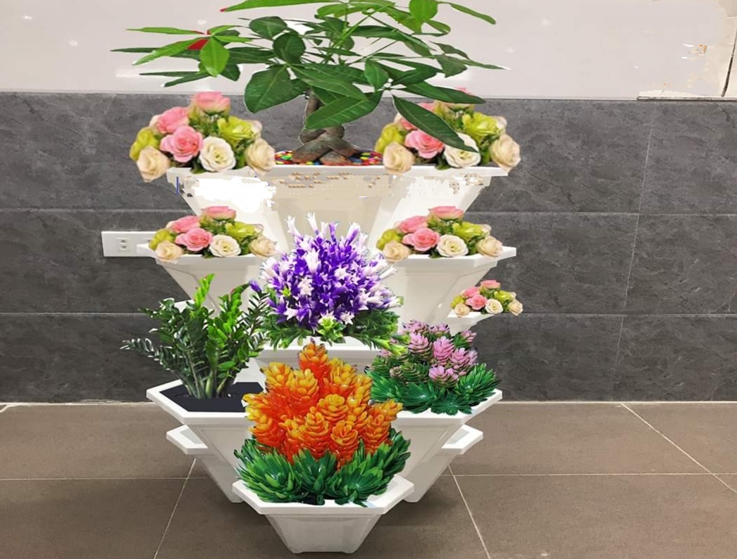 Combo 3 chậu chồng hoa, chồng rau, thủy canh đa năng