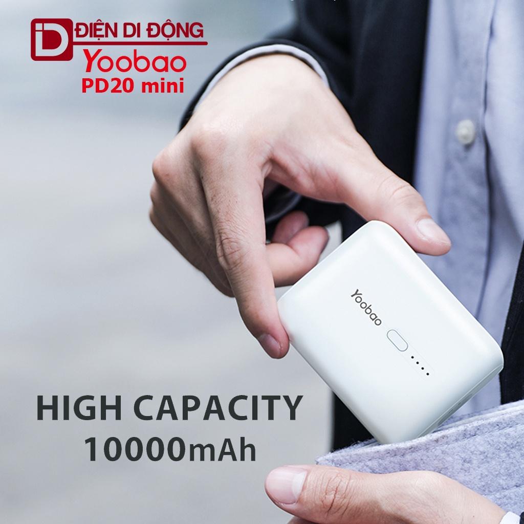 Sạc dự phòng mini Yoobao PD20 Mini 10.000mah Sạc nhanh PD20W - 2 kiểu input - hàng nhập khẩu chính hãng