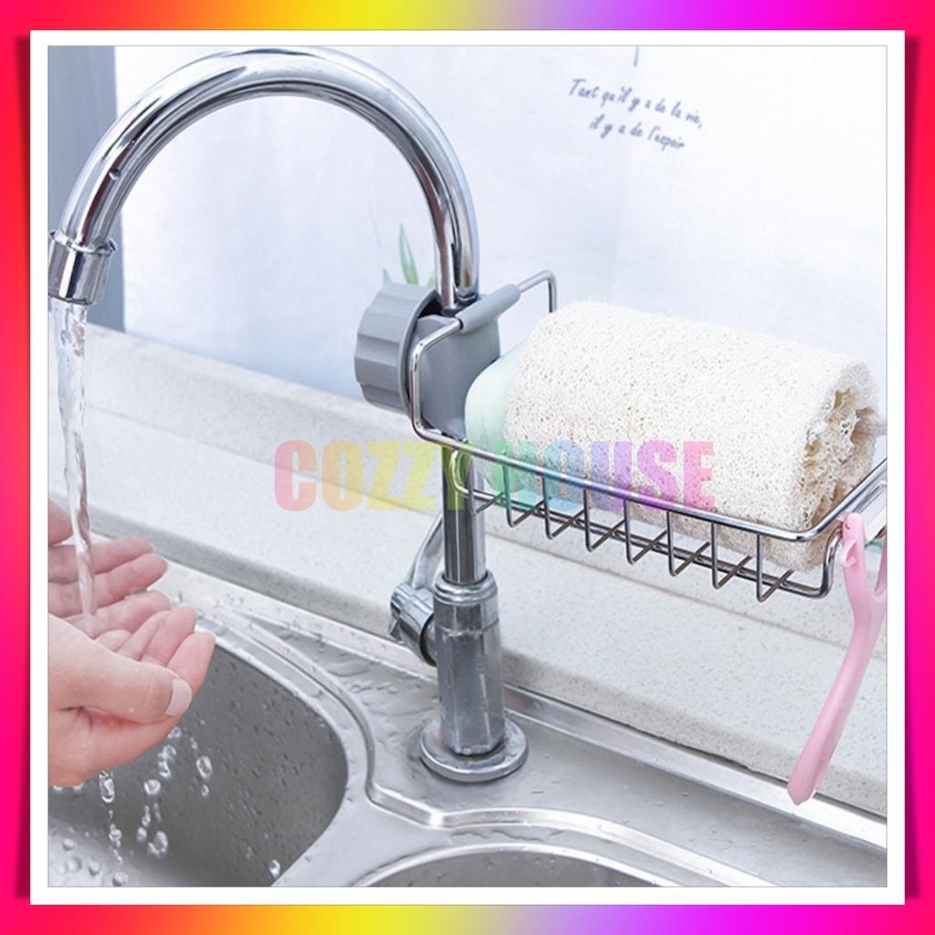 Khay inox gắn vòi rửa chén, lavabo, kệ giá treo để đồ, dụng cụ đa năng tiện dụng Cozzy Home