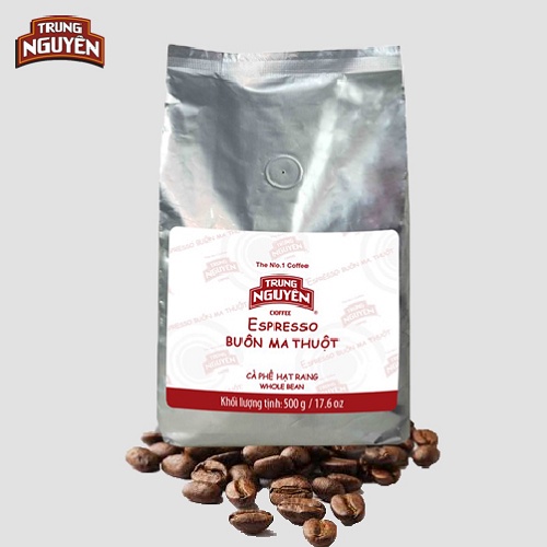 Cà Phê hạt mộc Arabica Robusta- Espresso Buôn Ma Thuột Trung Nguyên Legend- Gói 500gr-Pha Máy