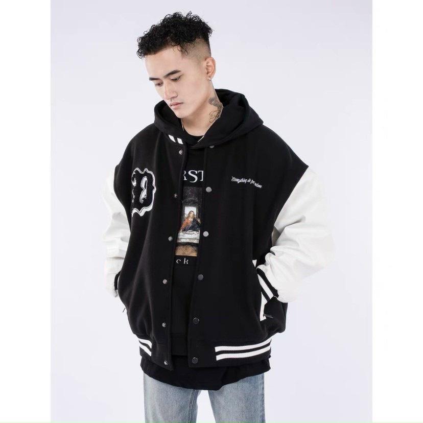 Áo Khoác Bomber In Hình Chữ D Cá Tính Form Unisex Chất Nỉ Bông