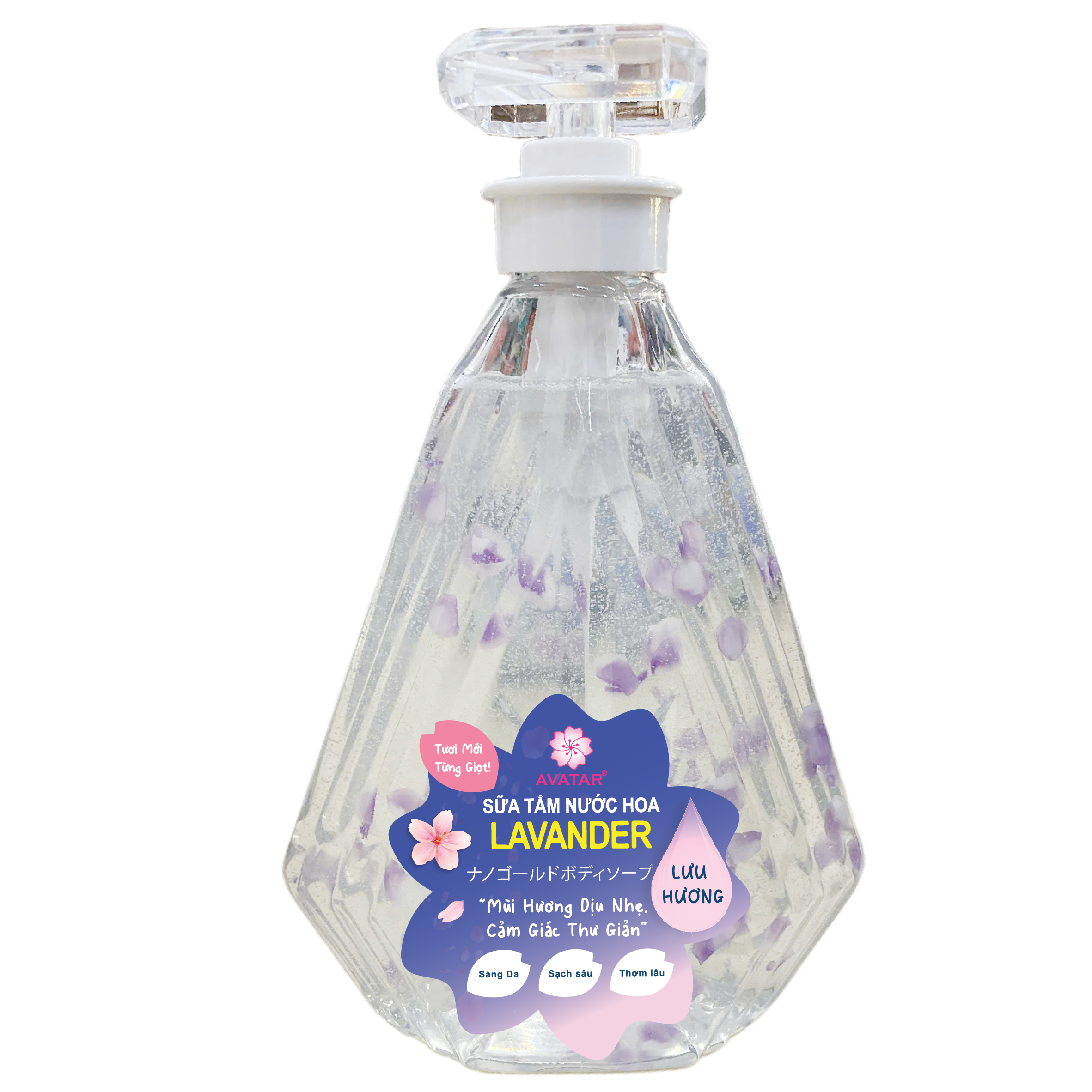Sữa Tắm Cánh Hoa Tươi Giúp Trắng Mịn Da Hương Hoa Oải Hương Avatar Lavender Shower Gel 800 mL