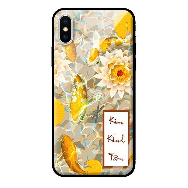 Ốp kính cường lực cho iPhone X Cá Koi  Kim - Hàng chính hãng
