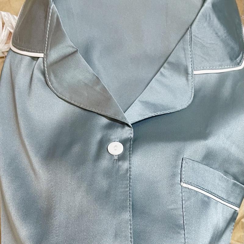 Đồ Ngủ - Đồ Bộ Pijama Lụa Chất Liệu Latin Màu Xanh Siêu Hot Cực Sang Chảnh