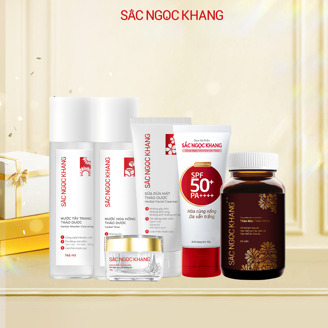 Bộ kết hợp khỏe trong & đẹp ngoài cao cấp Sắc Ngọc Khang giúp duy trì làn da khỏe đẹp tràn đầy sức sống và không nám sạm