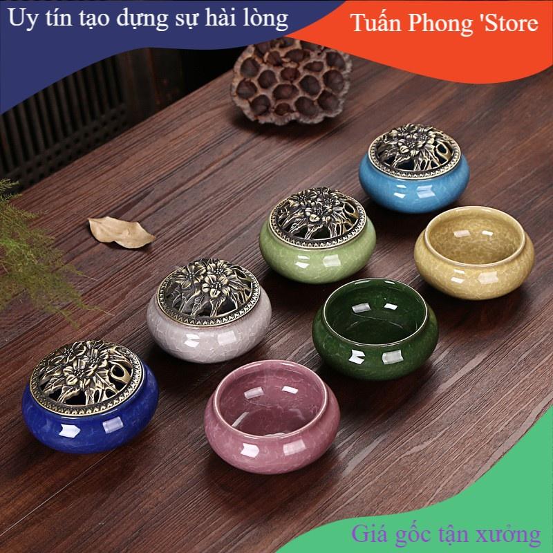 Dụng Cụ Đốt Trầm Men Rạn Sang Trọng Có Nắp Đậy TP'S