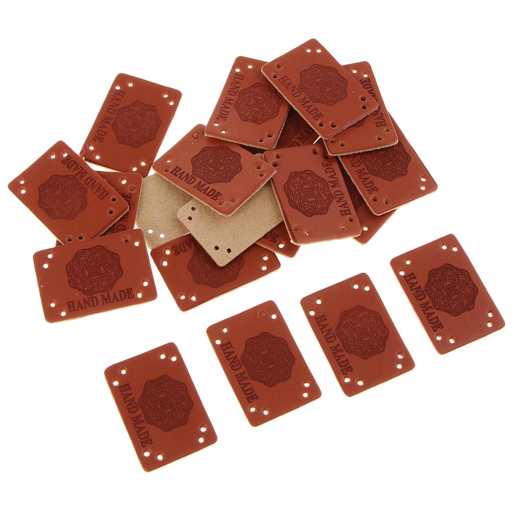 20 Miếng PU Leather Nhãn Handmade Tag Nhãn Embellishments Đồ Trang Trí