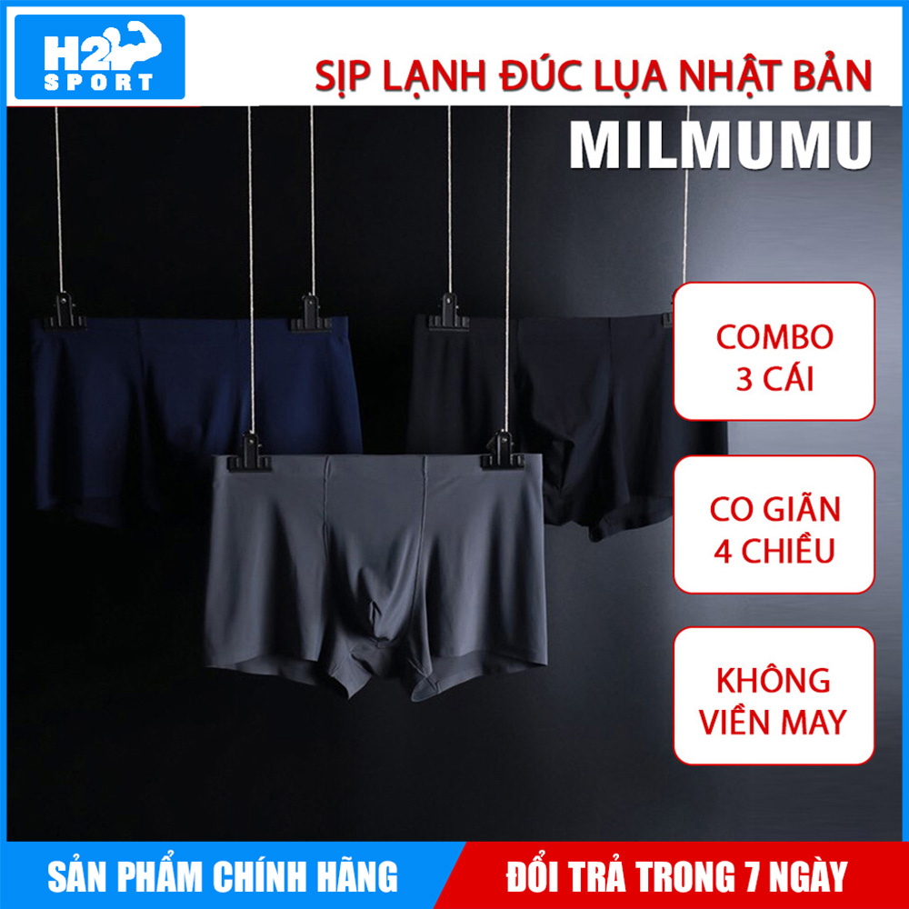 Combo 3 Quần lót nam boxer đúc lụa - Sịp nam dáng boxer