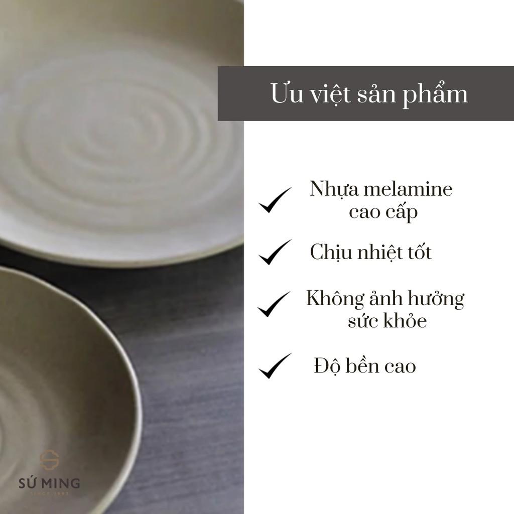 Đĩa Tròn Nâu Nhám Nhựa Melamine Cao Cấp Dùng Trong Nhà Hàng, Quán Ăn