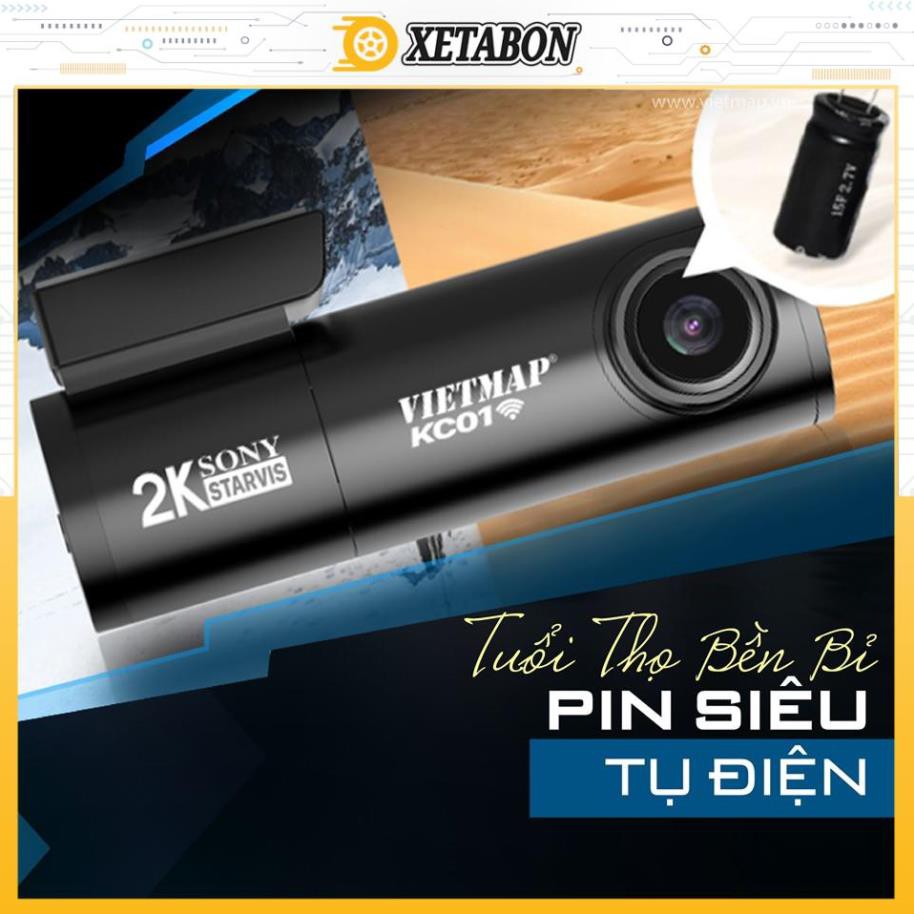 CAMERA VIETMAP KC01-Ghị Hình Trước Sau, Kết Nối Wifi - Độ Phân Giải 2K, Cam Sau Full HD