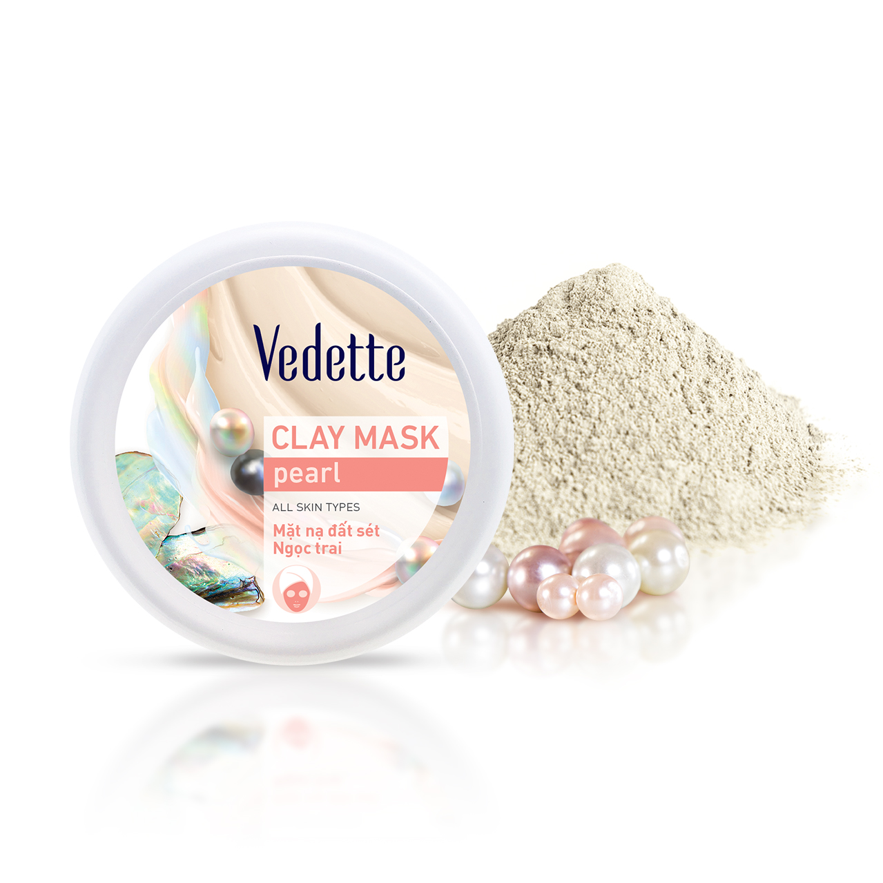 Mặt Nạ Đất Sét Sạch Sâu Dịu Nhẹ Vedette Ngọc Trai - Hũ 145g
