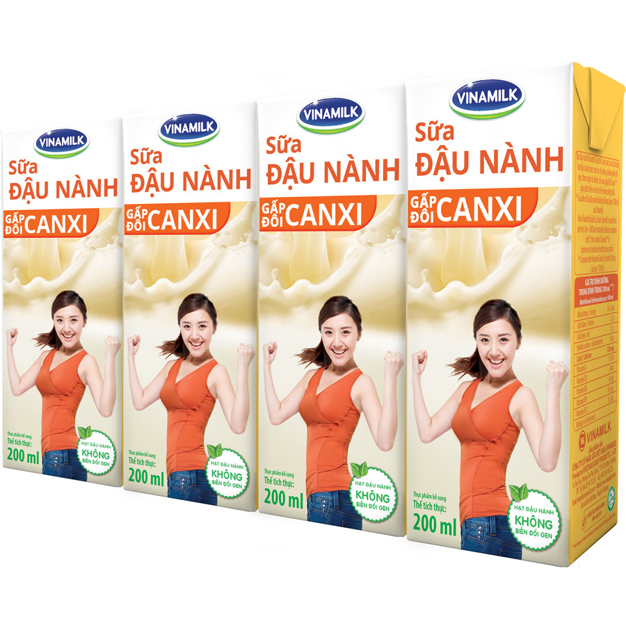 Thùng 48 Hộp Sữa Đậu Nành Vinamilk Gấp Đôi Canxi Có Đường (200ml)