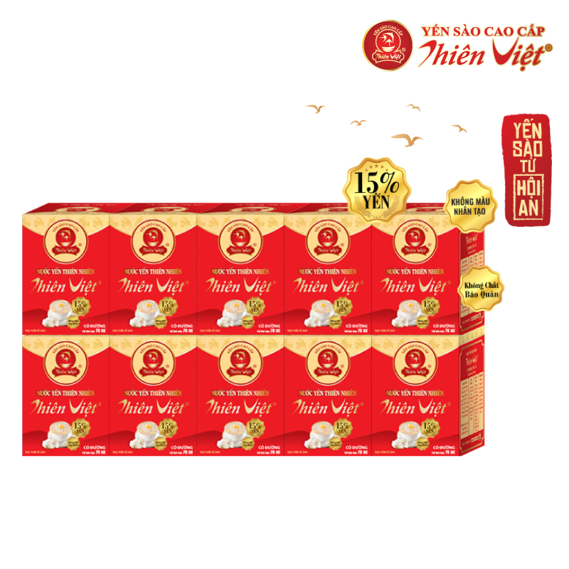 Combo 10 hũ Nước Yến Sào Cao Cấp Thiên Việt 15% Tổ yến