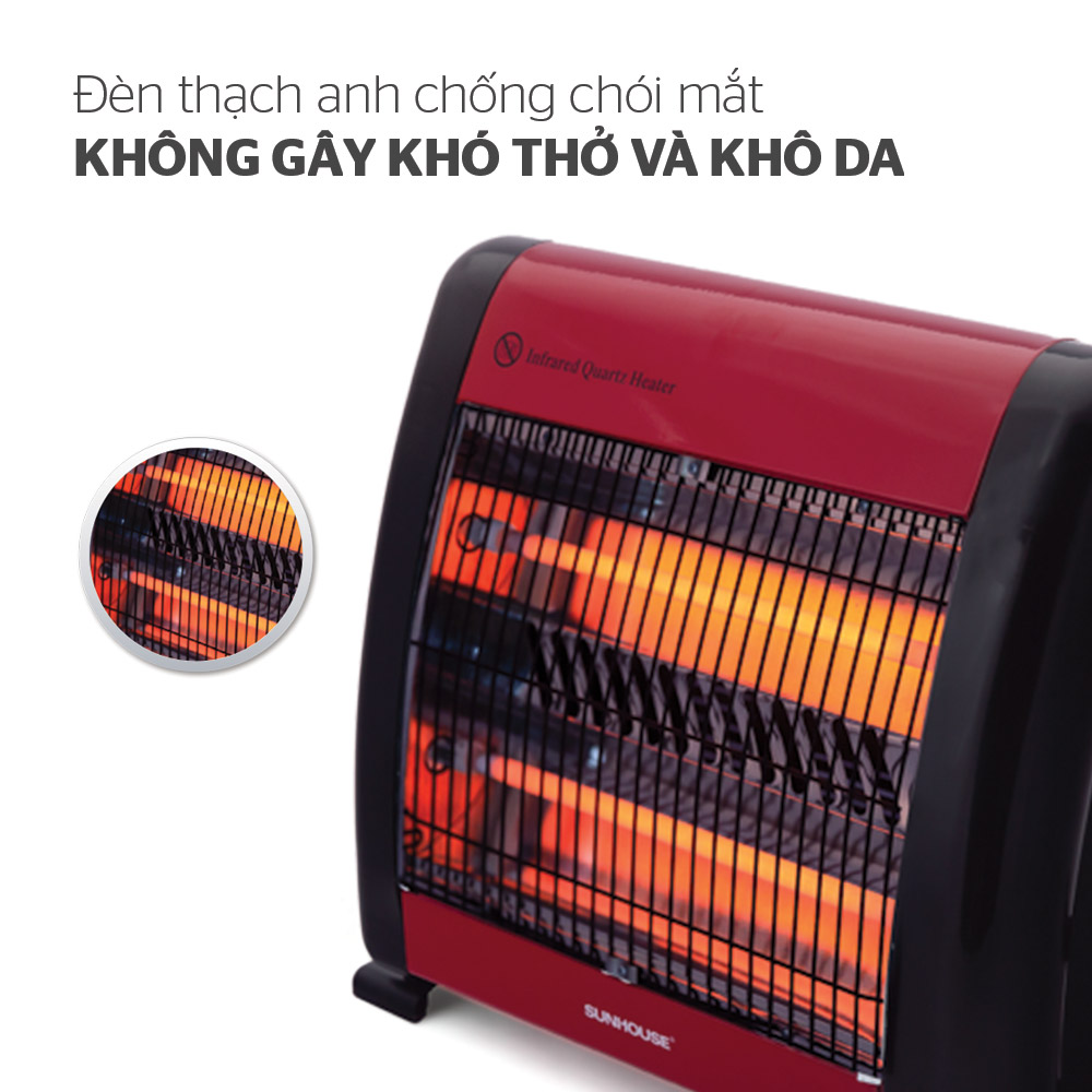 Sưởi Điện Hồng Ngoại Sunhouse SHD7013 (800W) - Đen Đỏ - Hàng Chính Hãng