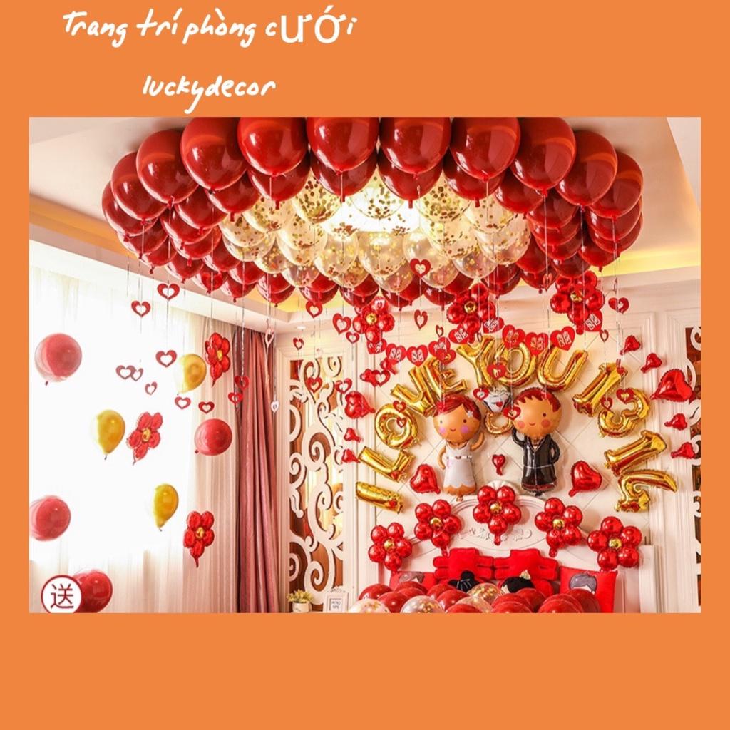 TRANG TRÍ PHÒNG CƯỚI ️️ Set bóng bay trang trí đám cưới, trang trí phòng cưới màu đỏ CÓ QUÀ TẶNG KÈM MM09