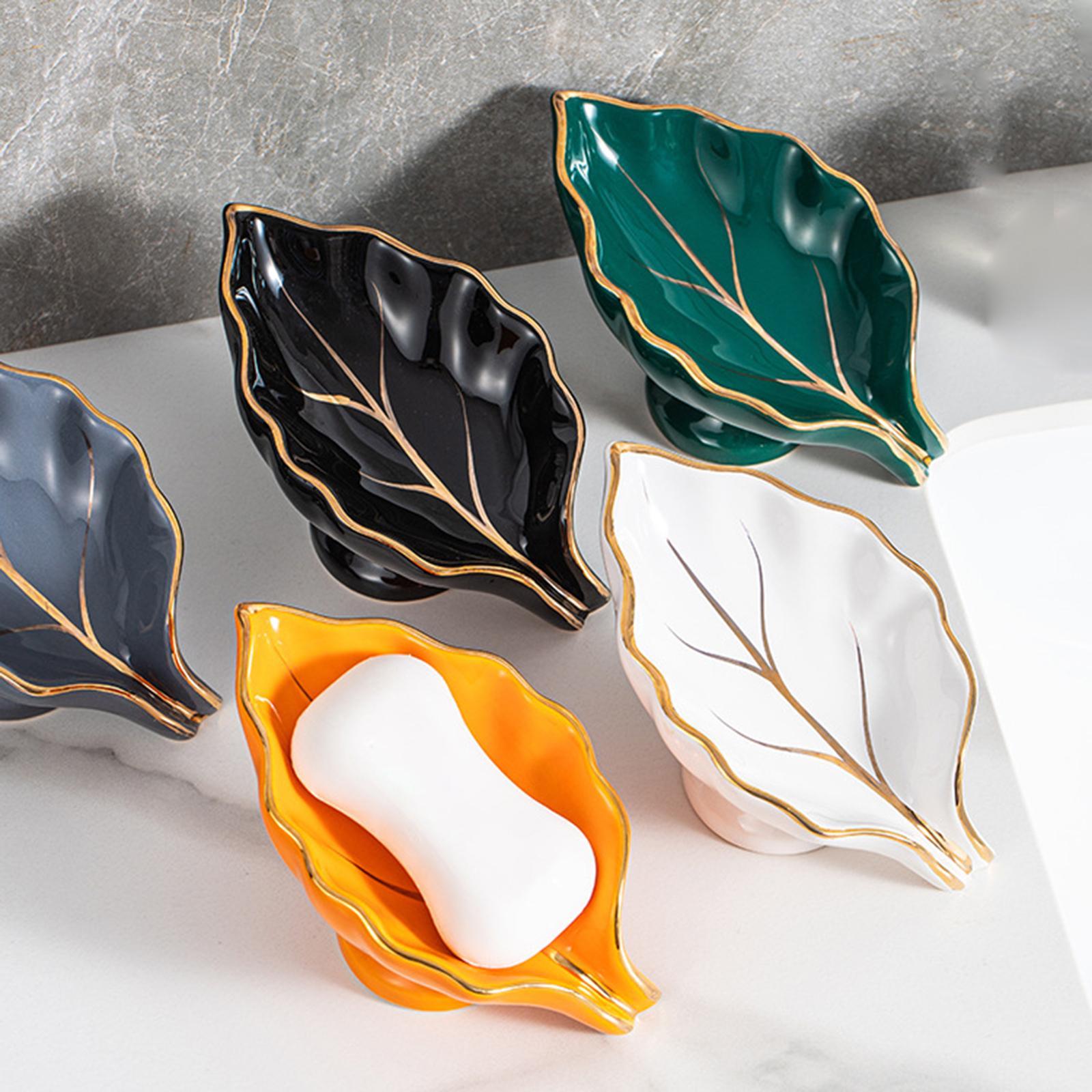 Ceramic Bathroom Soap Dishes Container Drain Tray Case Box for Bathtub White