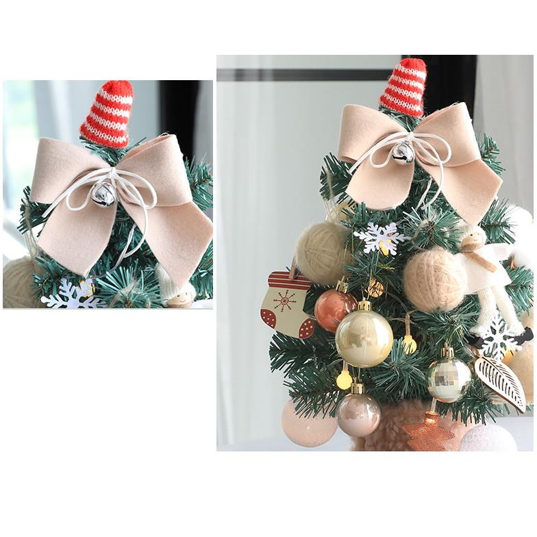 Cây thông noel cao 30cm phong cách hàn quốc đầy đủ phụ kiện và đèn MÃ THQ12 NƠ KEM