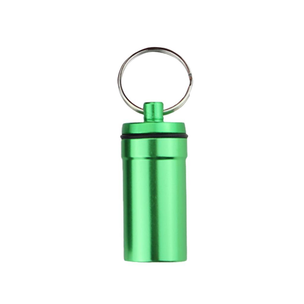 2 Pieces Waterproof Pill Box Case Holder Containers Capsule Bottles Keychain Key Fob for Outdoor Camping Travel