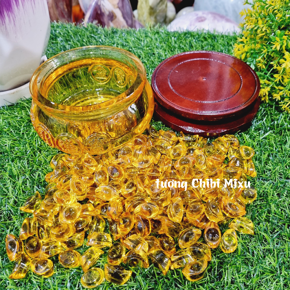 Combo Bát Tụ Bảo 12cm kèm 139 thỏi vàng 2cm Thần Tài may mắn