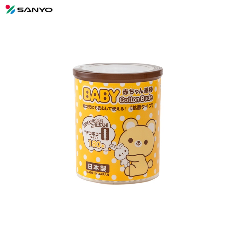 Hộp 250 tăm bông kháng khuẩn hình gấu cho bé Sanyo - Hàng nội địa Nhật Bản nhập khẩu chính hãng