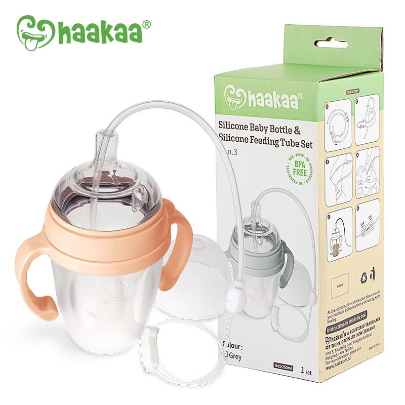 Combo Bình sữa silicone Gen.3 250ml và bộ ống hỗ trợ cho bé ti Haakaa