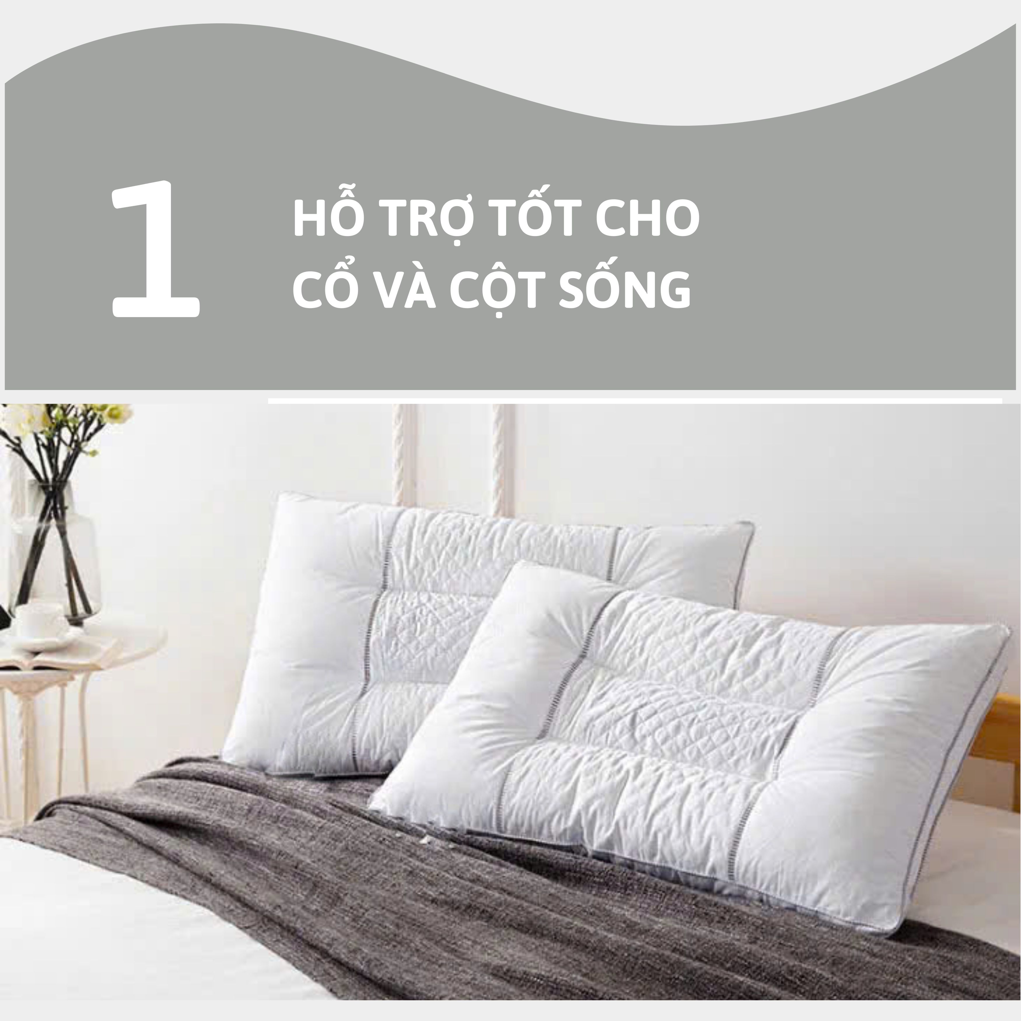 Ruột Gối Kiều Mạch Homemark Cao Cấp - Hỗ Trợ Giấc Ngủ Sâu, Êm Ái, Tự Nhiên, Thoáng Khí - Kích Thước 50x70cm