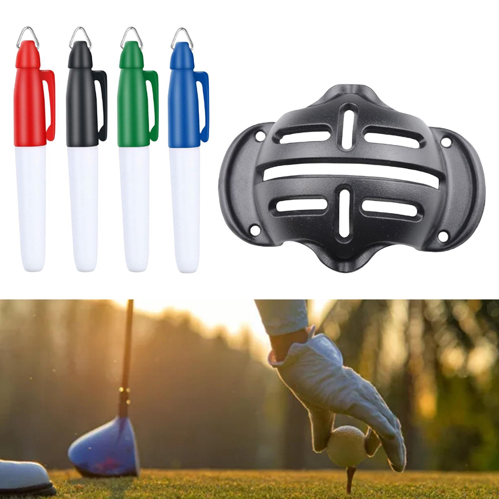 Sports Alignment Golf Ball Marker Line Tool Drawing Liner Set w/ 4 Pens
