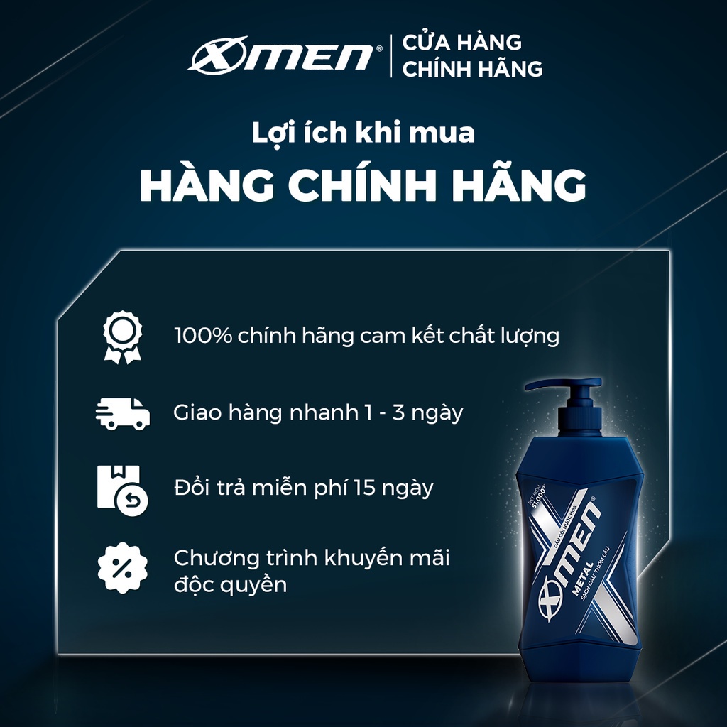 Combo 2 Dầu Gội X-Men Sạch Gàu Metal 650g/chai