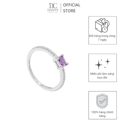 Nhẫn Nữ Danny Jewelry Bạc 925 Đính Đá Chủ Amethyst Xi Rhodium N0029