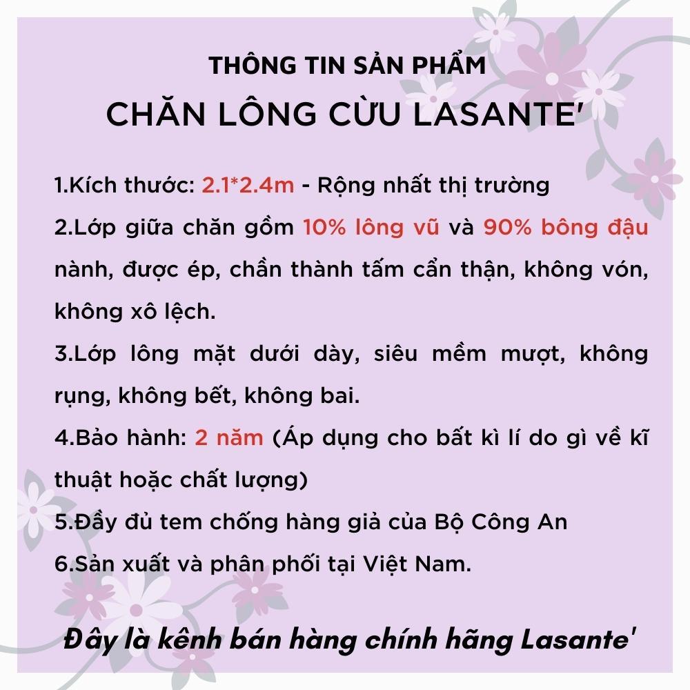 Chăn lông cừu cao cấp Lasante' phong cách pháp 2 mặt màu dày dặn màu ruby đỏ tulip siêu rộng 2.1x2.4m bảo hành 2 năm