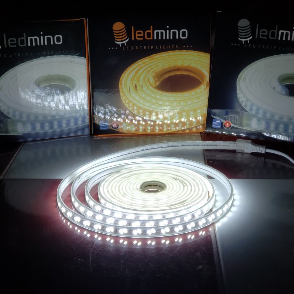 Cuộn 5m LED dây trang trí 5730 2 hàng bóng chéo | Điện áp 220V | Trang trí cửa hàng, tủ sách, hắt trần, ngoài trời, quán cà phê, bảng hiệu, tủ trưng bày