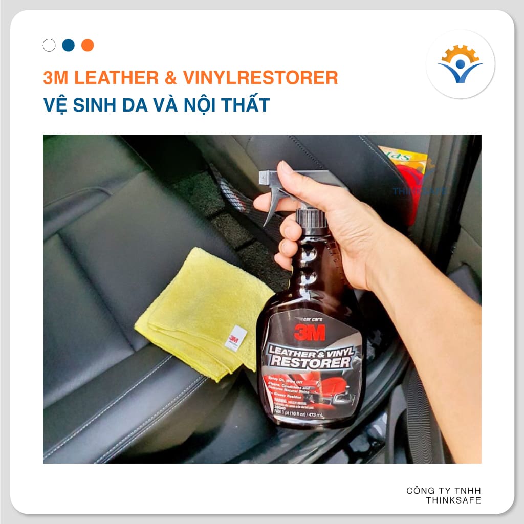 Chai xịt vệ sinh bảo dưỡng nội thất ô tô 3M Leather &amp; Vinyl Restorer 473ml - Thinksafe