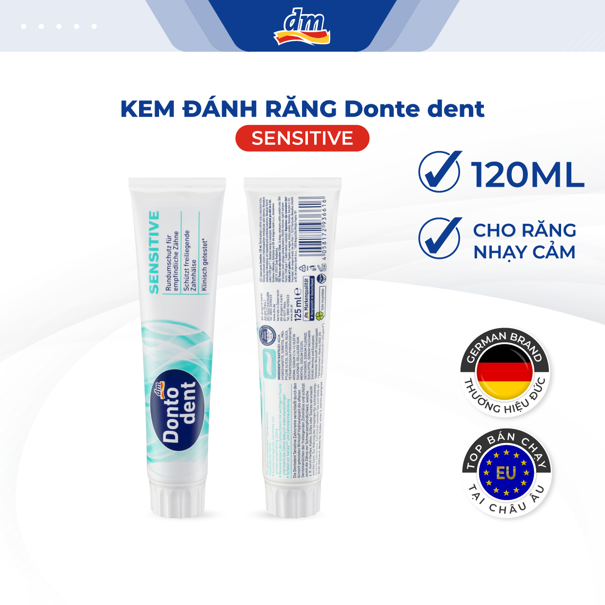 Kem đánh răng DONTODENT Sensitive cho răng nhạy cảm - hàng nhập khẩu Đức