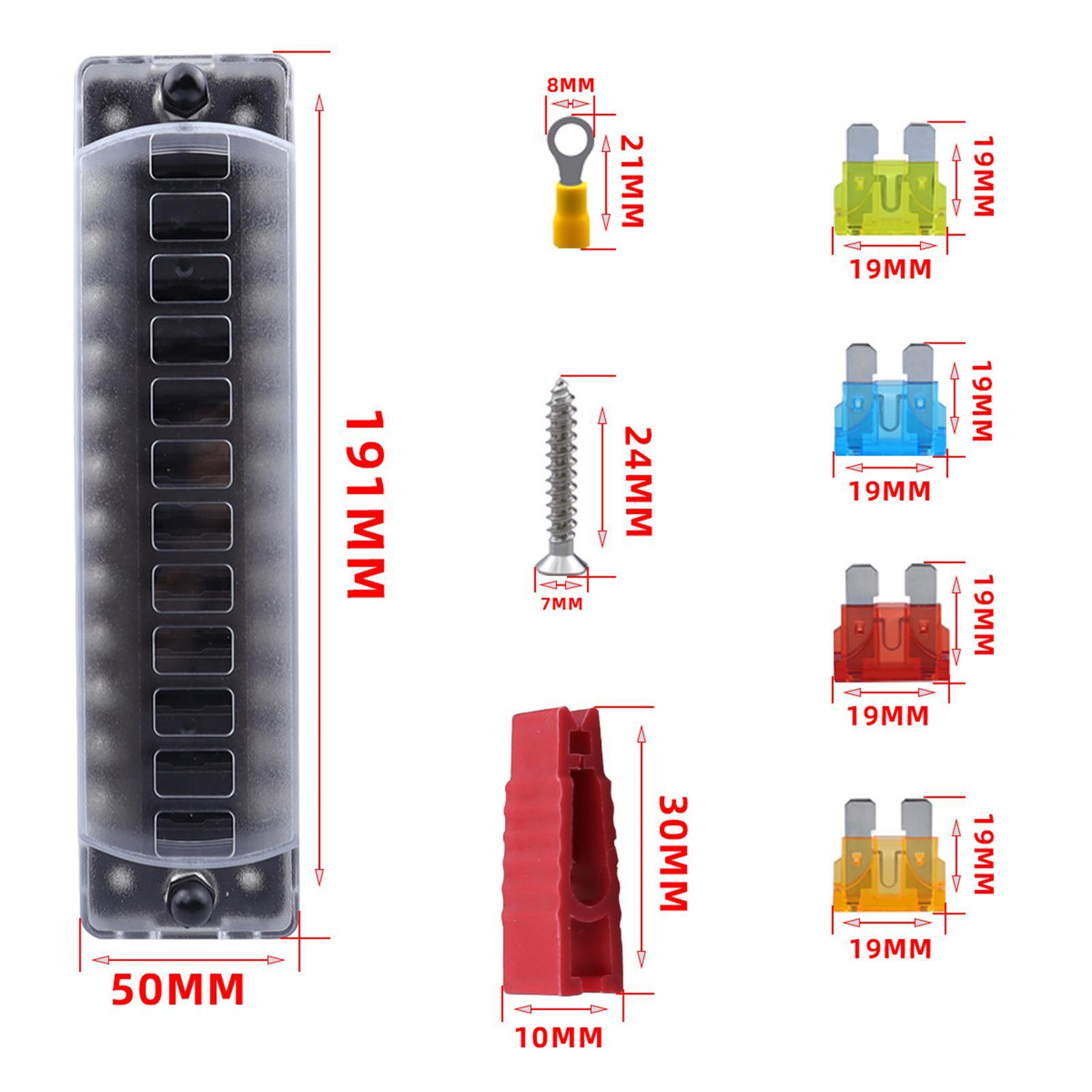 12 Way Blade Fuse Block Heat Resistant Fuse Box for Yacht Truck Vehicle