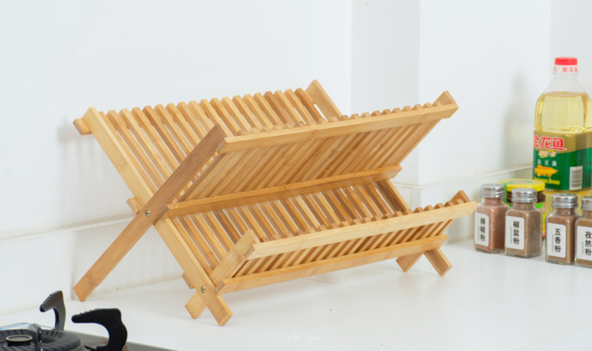 Kệ Úp Chén Đĩa Bằng Gỗ Tre Chống Mối Mọt - Kệ Gỗ Úp Bát Đĩa Nhà Bếp 2 Tầng Đa Năng - HENRYSA