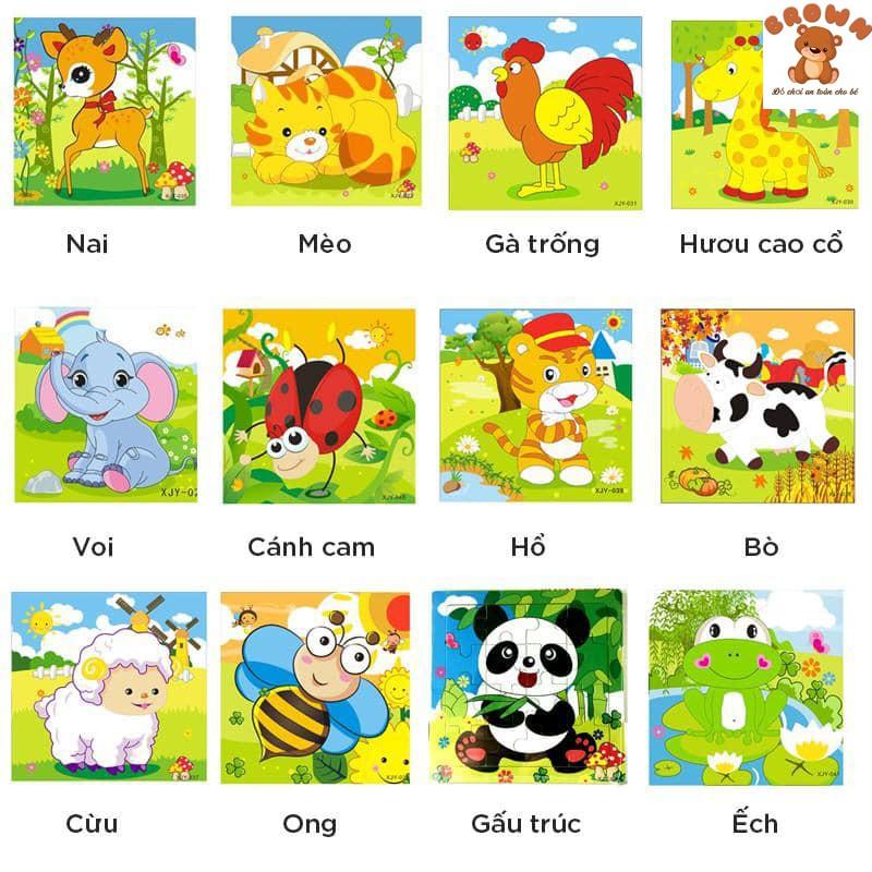 Combo 5 bảng gỗ ghép hình 16 miếng