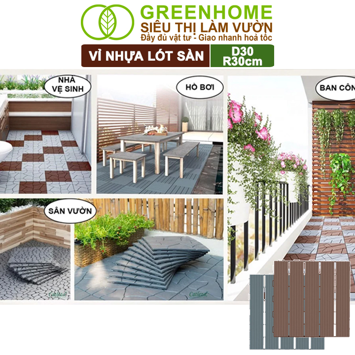 Vỉ Nhựa Lót Sàn Greenhome, Catleza, D30xR30cm, Độ Bền 5 Năm, Dễ Lắp Đặt, Trang Trí Ban Công, Sân Vườn, Hồ Bơi