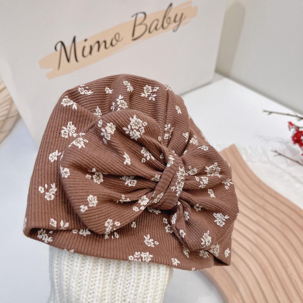 Mũ nón turban nâu hoa nhí đáng yêu cho bé 6-10kg Mimo Baby MTB73