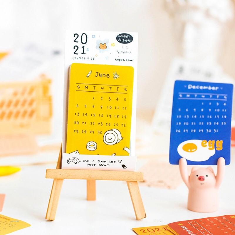 Sticker lịch giấy 2021 phong cách dễ thuơng Korea Bullet Journal