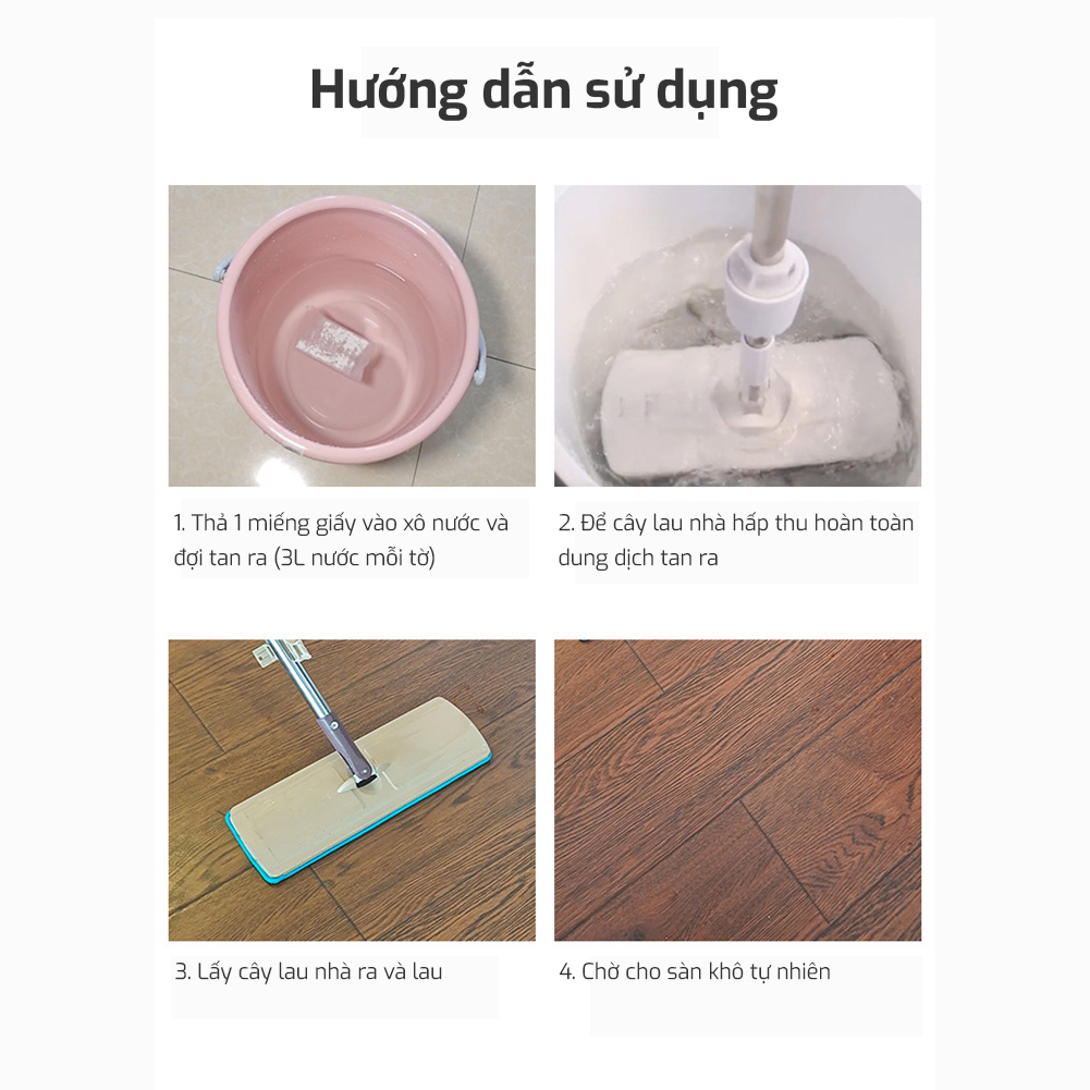 Giấy Lau Nhà Hòa Tan Thay Thế Nước Lau Sàn HOMI Mã HS01 Với Công Nghệ Nhật Bản Hương Thơm Dịu Nhẹ, Sạch Bóng Sàn Nhà Chỉ Với Một Miếng Giấy [Combo 02 Túi]