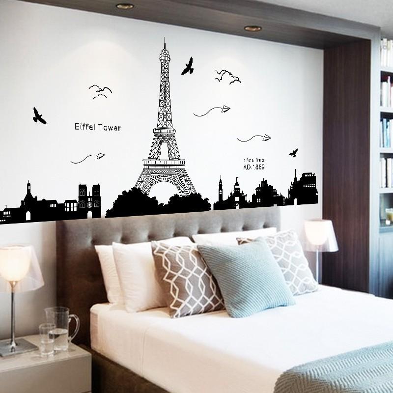 Decal dán tường thành phố Paris và tháp Eiffel xinh đẹp của nước pháp KK049