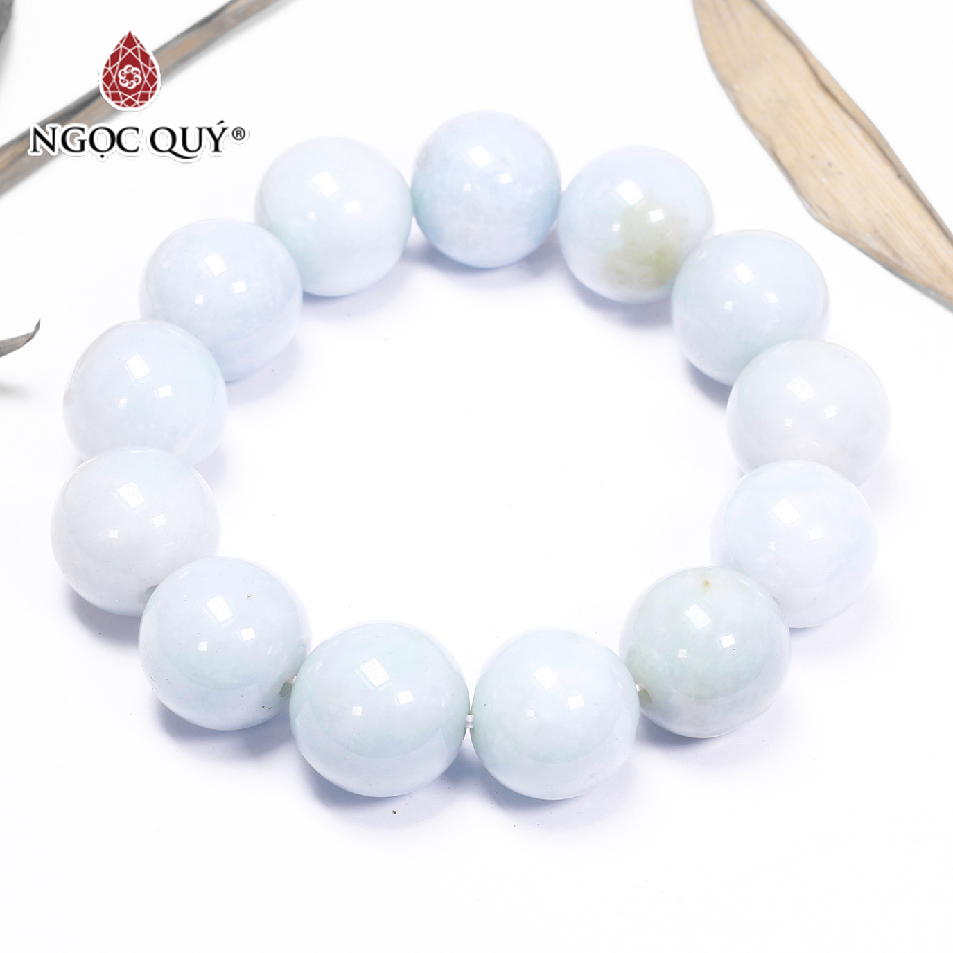 Vòng tay trơn đá cẩm thạch A size hạt 18mm mệnh mộc hỏa - Ngọc Qúy Gemstones