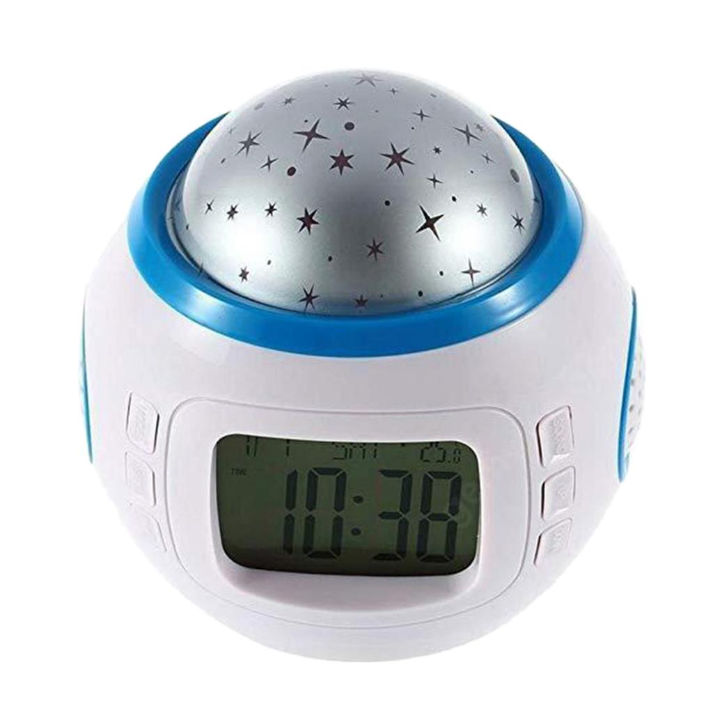 Sky Star Night Light Projector Lamp Kids Bedroom Music Alarm Clock White