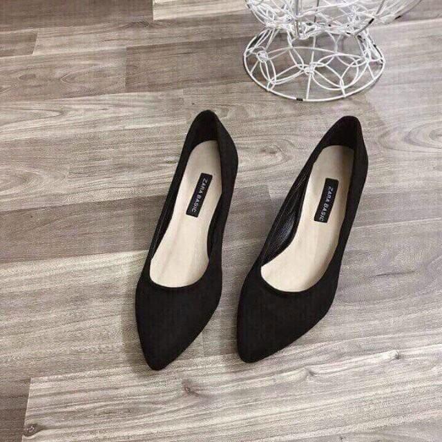 Giày cao gót 5cm đế vuông da nhung