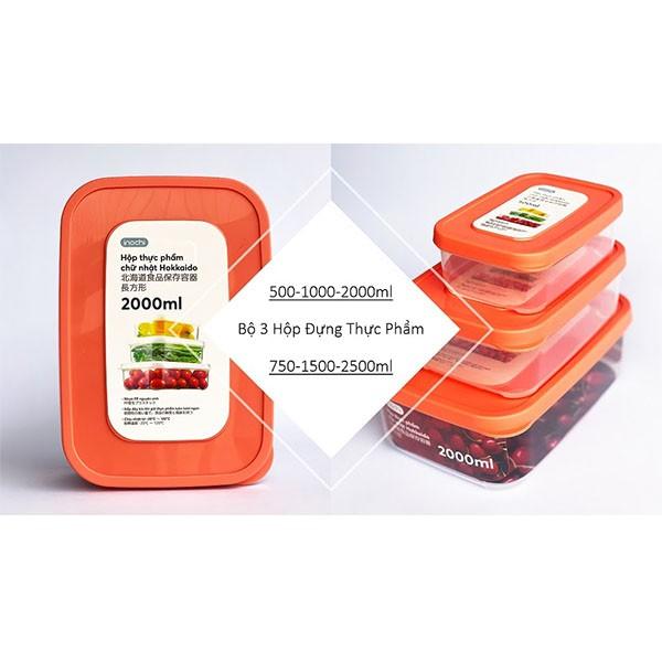 Hộp Đựng Thực Phẩm, Hộp Bảo Quản Đồ Ăn Tủ Lạnh Nhựa Chữ Nhật INOCHI cao cấp